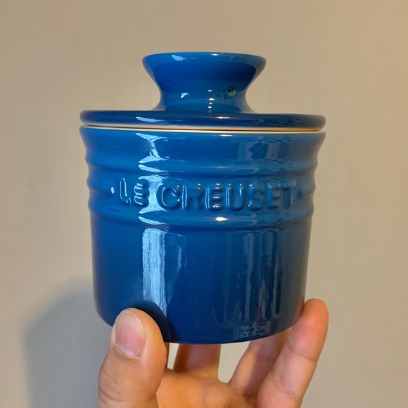 Le Creuset Kitchen Le Creuset Blue Butter Bell Small Glazed Stoneware Pottery Butter Crock
